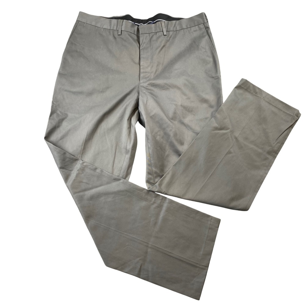 Lands End Mens 40x32 Gray Traditional Fit Dress Pants NWT 100 Cotton